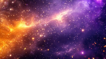 Obraz premium Stunning cosmic background with vibrant colors of orange and purple in a starry night sky, perfect for space-themed projects.