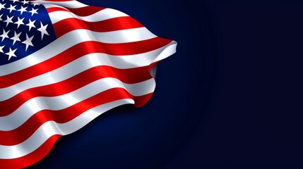 Waving American Flag 3D Render, Patriotism Concept, Blue Background, USA, Independence Day Patriotism, American Flag