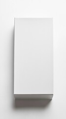 Minimalist white rectangular box against a smooth white background.