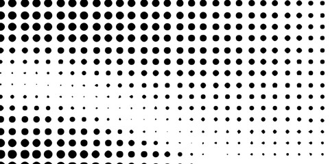 Black and white dotted geometric halftone modern design in texture background, monochrome design dotted pop art seamless abstract texture halftone dots pattern overlay distress vector background.