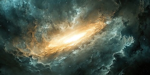 Fototapeta premium super realistic image of nebula with while light beam