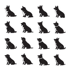 Aesthetic Collection of Black Dog Silhouettes for Designers