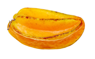 A yellow fruit with a brown spot on it