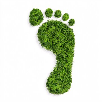 Green Footprint: A conceptual image of a footprint made entirely of green grass, signifying a commitment to sustainability and ecological responsibility.