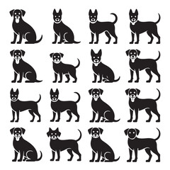 Black Vector Dog Silhouettes for Commercial Use