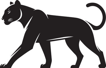 Black Panther Silhouette Vector Walking in Side Profile

