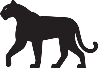 Black Panther Silhouette Vector Walking in Side Profile

