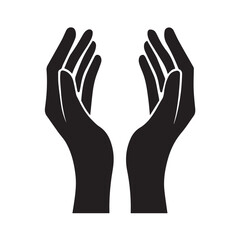 Obraz premium Open Hands Silhouette Vector – Black Raised Palms Clipart Illustration