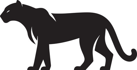 Black Panther Silhouette Vector Walking in Side Profile

