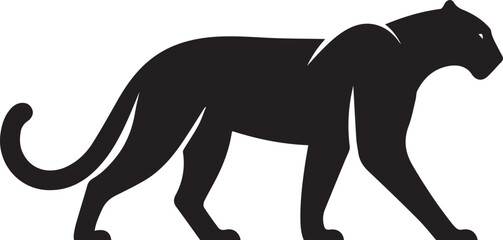 Black Panther Silhouette Vector Walking in Side Profile

