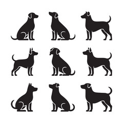 Dog Silhouettes in Bold Vector Art Style for Creative Projects