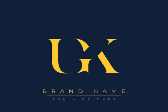 UGK abstract letter logo design. This logo is designed by three abstract letters.