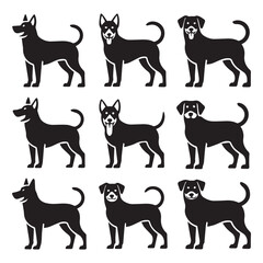 Vector Bundle of Dog Silhouettes for Branding and Logos