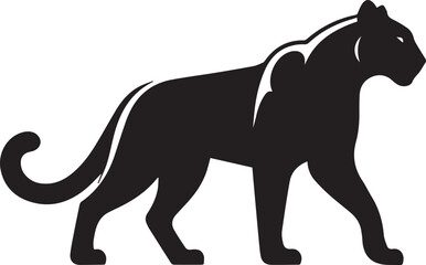 Black Panther Silhouette Vector Walking in Side Profile

