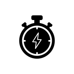 Stopwatch Icon with Lightning Symbol for Speed