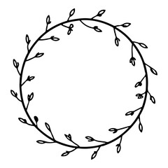 An elegant symmetrical wreath with consistent shapes and carefully balanced leafy branches.