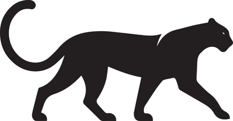 Black Panther Silhouette Vector Walking in Side Profile

