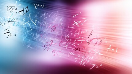 Obraz premium Abstract representation of mathematical equations flowing through a vibrant background