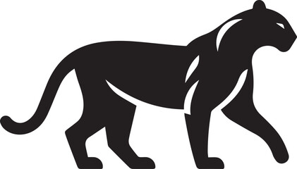 Black Panther Silhouette Vector Walking in Side Profile

