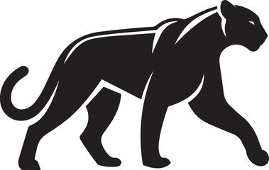 Black Panther Silhouette Vector Walking in Side Profile

