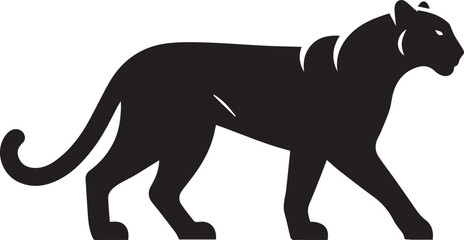 Black Panther Silhouette Vector Walking in Side Profile

