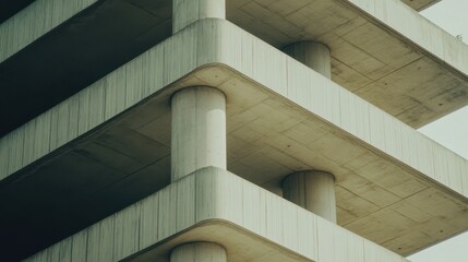 Fototapeta premium Modern Concrete Structure with Pillars and Layered Design Elements