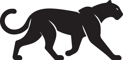 Black Panther Silhouette Vector Walking in Side Profile


