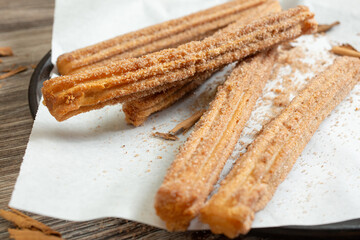 A view of a pile of churros.