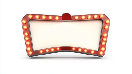 Retro marquee sign with glowing lightbulbs on white background for promotion.