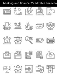 24 Banking and Finance editable Line Icons.