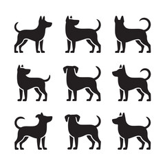 Clean Black Dog Silhouettes for Logo Design and Branding
