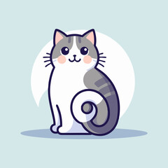 Cartoon vector kitten with big expressive eyes and funny face ideal for animal illustrations pet design merchandise and children’s digital content