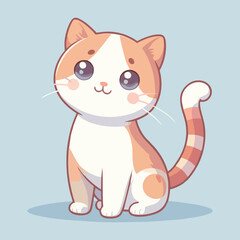 Hand drawn cute kitten vector design with big eyes cartoon fur and playful expression ideal for pet themed illustration animal merchandise and kids graphic art