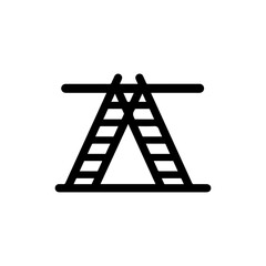 Ladder Leaning Flat Icon Solid Shape Black Filled