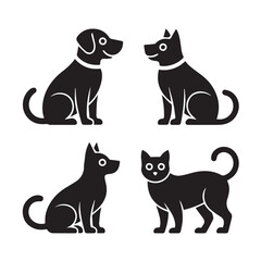 Set of Minimalist Dog Silhouettes for Use in Marketing