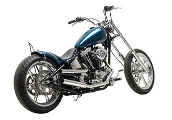 Obraz premium Custom Chopper Motorcycle: Teal Blue Vintage Bike