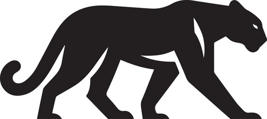 Black Panther Silhouette Vector Walking in Side Profile

