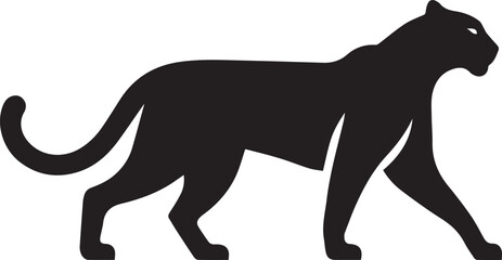 Black Panther Silhouette Vector Walking in Side Profile

