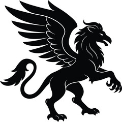 Silhouette of a Mythical Griffin Symbol in Striking Black Design


