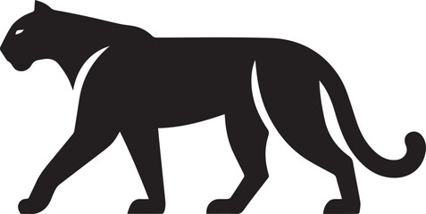 Black Panther Silhouette Vector Walking in Side Profile

