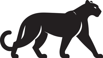 Black Panther Silhouette Vector Walking in Side Profile

