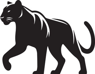 Black Panther Silhouette Vector Walking in Side Profile

