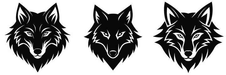 bundle of wolf heads, wolf head silhouette