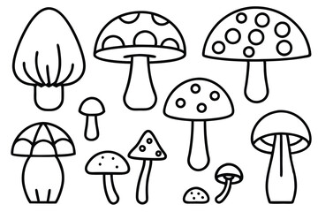 Vector Set of Mushrooms for Eco Agriculture Art