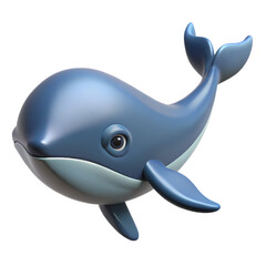 Fototapeta premium Blue Whale – 3D Render on White Background Isolated