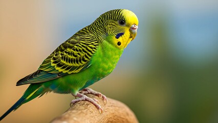 Fototapeta premium Colorful Budgerigar Parrot Perched on a Branch