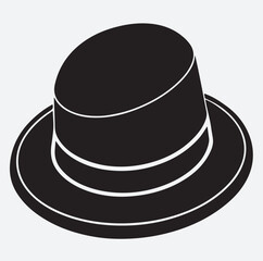 derby hat silhouette vector art illustration, black hat on white background