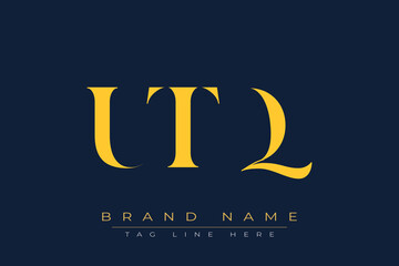 Naklejka premium UTQ abstract letter logo design. This logo is designed by three abstract letters.