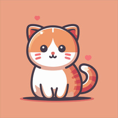 Cute fluffy cat vector design with kawaii face and sweet expression perfect for pet related products cartoon animal merchandise and cat lover graphics
