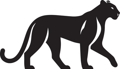 Black Panther Silhouette Vector Walking in Side Profile

